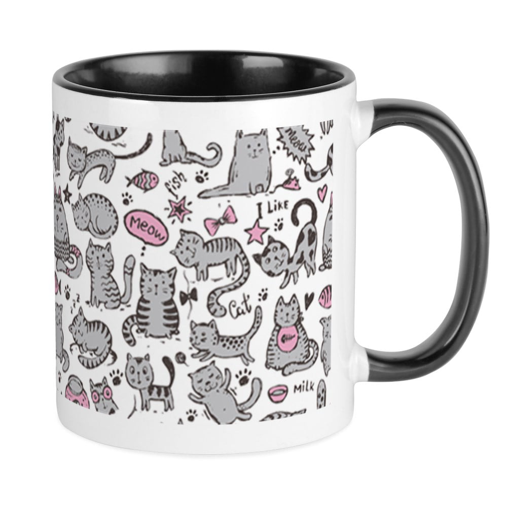 CafePress Whimsical Cartoon Cat Pattern Pillow Case 33965886 