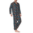thumbnail image 2 of Naloa Autumn Forest Animals Cute Men’s Pajamas Set - Long Sleeve Button Down Sleep Shirt and Pajama Bottoms Sleepwear Set-Medium, 2 of 7