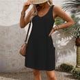 thumbnail image 6 of Mohiass V Neck Sleeveless Tank Summer Dresses for Women Solid Color Beach 2024 Casual Boho Dress Black XL, 6 of 7
