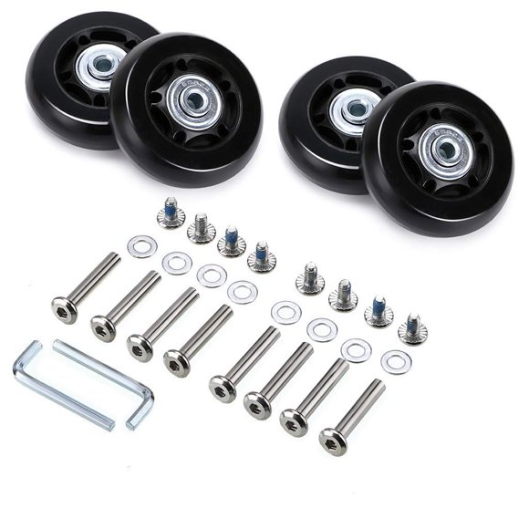 OwnMy Roues de Remplacement pour Valise 60mm x 18mm, Roues Pivotantes en Caoutchouc Kits de Réparation Roulements, un Ensemble de 4