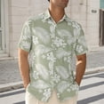 thumbnail image 2 of IWRICH Men's Hawaiian Shirt Short Sleeve Floral Button down Shirts Tropical Summer Beach Shirts Camp Collar Shirt 01-Green M, 2 of 4