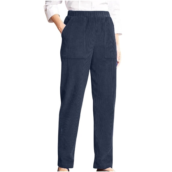 Chbgutlmr Corduroy Pants for Women High Waisted Pull on Straight Leg Slacks Casual Comfy Spring Trousers with Pockets