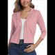 thumbnail image 1 of Suéter Tipo Cárdigan Corto de 3/4 para Mujer, Elegante, Color Rosa, Talla M, 1 of 7