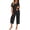 F-Black, variant on UVN Womens Pajama Sets Short Sleeve Button Down Tops and Capri Pants 2 Piece Outfit Soft Pjs Sleepwear Loungewear with Pockets
