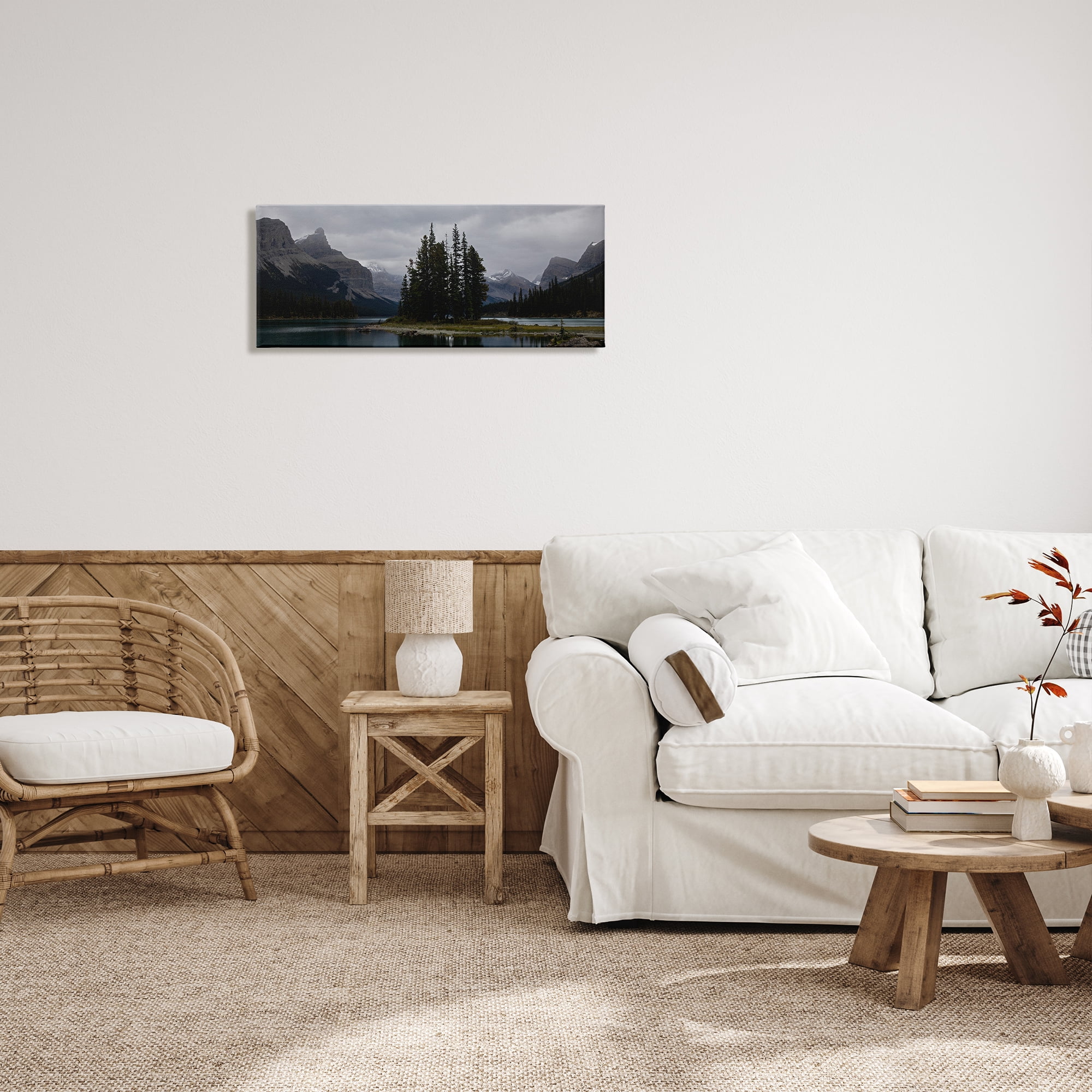 Stupell Industries Fir Tree Forest Lake Landscape Moody Weather Photography, 30 x 13, Design by Daniel Sproul
