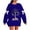 Blue, variant on Cmfcve Xmas Sweatshirts for Woman Plus Size Christmas Tree Bow Comfortable Holiday Tops Solid Color Drop Shoulder Pullover Cute Apparel