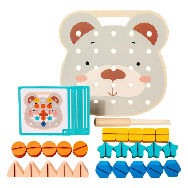 Rompecabezas de formas, juguete educativo temprano, juegos de combinación de tornillos de madera, rompecabezas de juguete para Oso