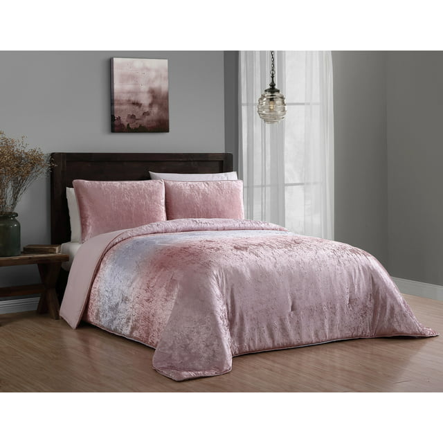 Bradshaw 3pc Velvet Ombre Comforter Set - Walmart.com