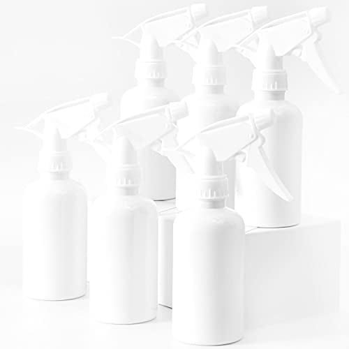 Youngever 6 Pack White Plastic Spray Bottles, Spray Bottles for Hair and Cleaning Solutions (8 Ounce)