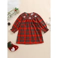 thumbnail image 3 of ZINTAOZT Toddler Baby Girl Christmas Plaid Smoked Dress Santa Embroidery Holiday Bishop Dress Little Girl Xmas Clothes, 3 of 8