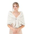 thumbnail image 4 of Women's Shawl Wrap Stole with Pearl Rhinestone Brooch Pin, Bridal Long Shrug Cape Winter Warm Scarf Wrap for Wedding Party, 4 of 7