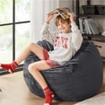thumbnail image 2 of Codi Bean Bag Chair for Kids with Filler Included 10-12 | Comfy Kid Beanbag Chair 3 FT, Memory Foam Added | Machine Washable, Charcoal Grey, 3ft, 2 of 14