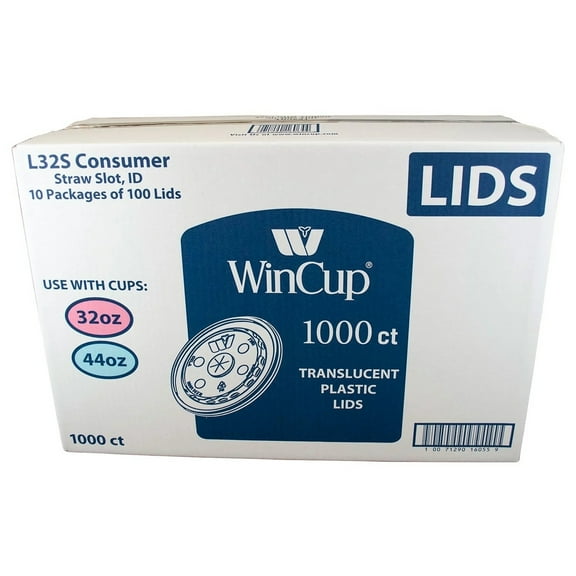 Wincup Translucent Plastic Lids with Straw Slot (1000 Count)