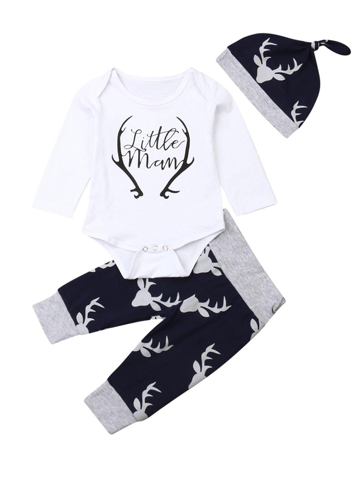 Pants Toddler Hoodies Outfit Set Newborn Baby Boy Deer Head Print Clothes Set Infant Top