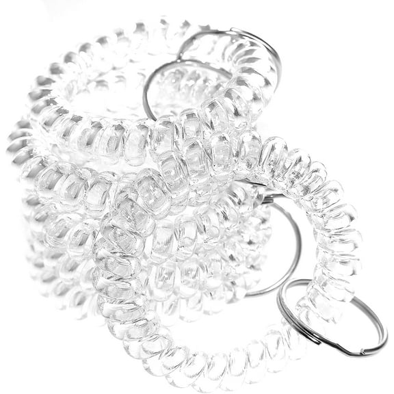 Janrevotw 6 Piece Spring Coil Wrist Coil Keychain, Plastic Spring Bracelet Key Ring, Stretchable Spiral Bracelet Key Ring Keychain (White)
