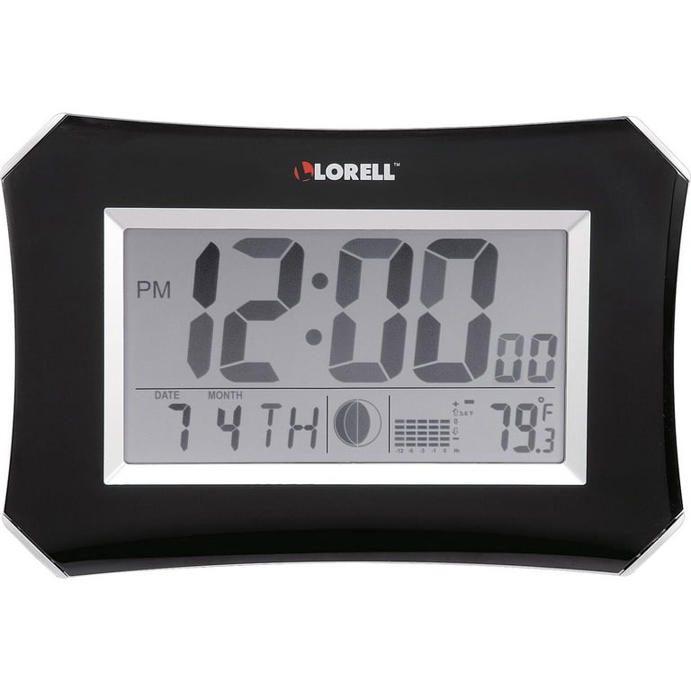 Lorell LCD Wall/Alarm Clock - Digital - Quartz - LCD - Black Main Dial - Silver/Plastic Case Lorell LCD Wall/Alarm Clock - Digital - Quartz - LCD - Black Main Dial - Silver/Plastic Case