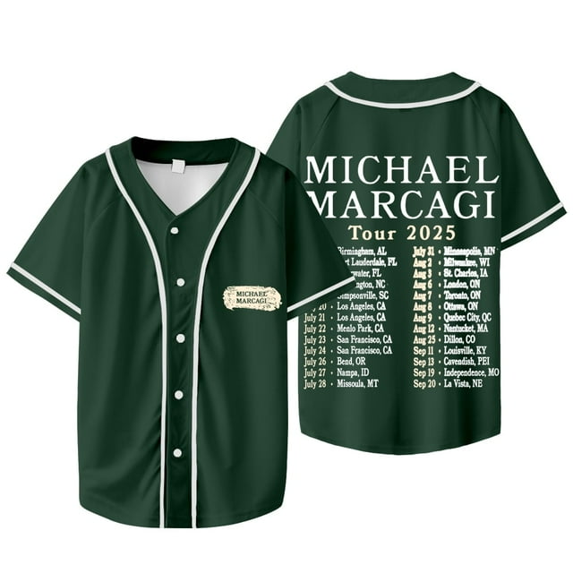 Michael Marcagi 2025 Tour Dates Baseball Jacket Cosplay V-neck Short Sleeve T-shirts,XXXXL,Style 9