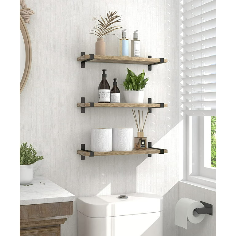 Double Layer Bathroom Rack Wall-Mounted Floating Shelf with Storage Basket  Wooden Shelf Metal Bracket Storage Shelf Shelves - AliExpress