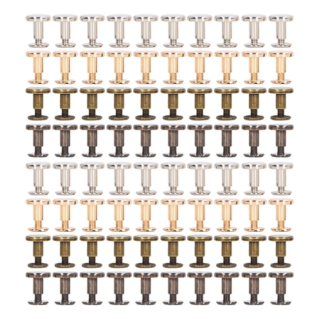 80 tornillos de encuadernación de libros de 9,5 x 8 mm, alta dureza, superficies lisas, tornillos de encuadernación de metal Chicago para manualidades de cuero sintético.