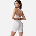 thumbnail image 6 of Active Women's Seamless Ribbed Sports Bra with Scoop Neck and Wide Straps - Medium, White, 6 of 7
