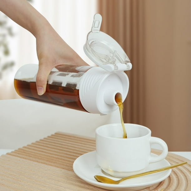 Botella para preparar café frío | Infusor portátil de té helado y botella de agua con infusión de frutas | Jarra de plástico reutilizable para el hogar, la oficina y los viajes