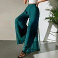 thumbnail image 5 of Chiffon Palazzo Pants for Women High Waist Wide Leg Loose Fit Flowy Lightweight Trousers Casual Spring Summer 2026 Fashion Pants Green L, 5 of 6