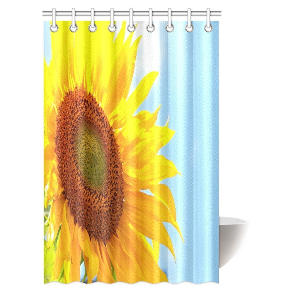 MYPOP Sunflower Decor Shower Curtain, Beautiful Yellow Sunflower Nature
