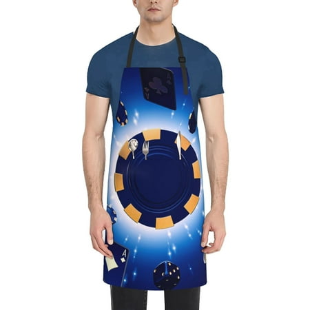 

Coaee Blue Casino for Waterproof Apron for Unisex Adult with Adjustable Bib Apron