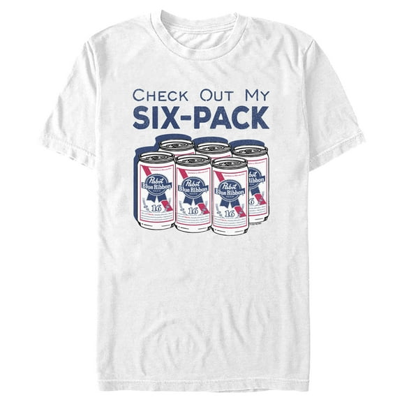 Men's Pabst Check Out My Six-Pack Graphic Tee White 2X Large