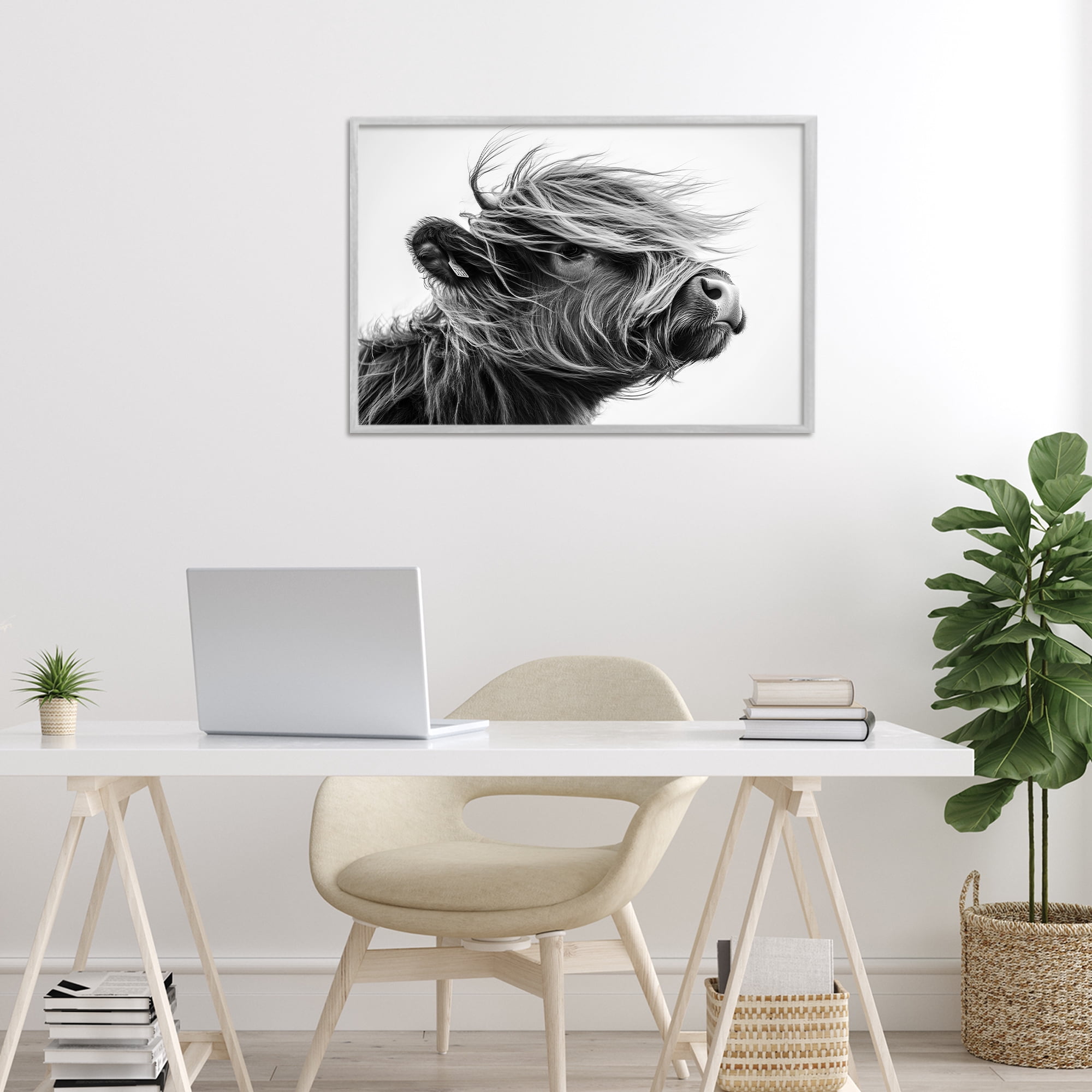 Stupell Industries Handsome Highland Portrait Gray Framed Giclee Art, design by Tina LeCour