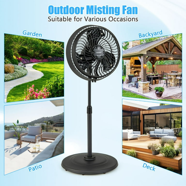 Yardi Yard 16 Inch Outdoor Misting Fan Oscillating Pedestal Fan
