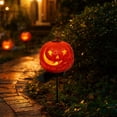 thumbnail image 5 of Solar Halloween Pumpkin Stake Lights, Outdoor Resin Jack-O-Lantern Garden Decor with Auto-On Led, Waterproof Pathway Yard Ornament for Patio Lawn Fall Party, 5 of 7