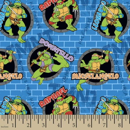 TMNT Turtle Power Sewer Holes And Names Poplin Fabric by the Yard