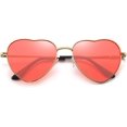 thumbnail image 3 of Gafas de sol rojas nítidas, anteojos, marco de metal delgado, estilo de corazón bonito (tableta de polvo doble), 3 of 3