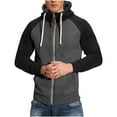 thumbnail image 2 of Lovskoo 2024 Men's Zip-Up Hoodie Sweatshirts Casual Patchwork Long Sleeve with Pocket Jacket Dark Gray, 2 of 7