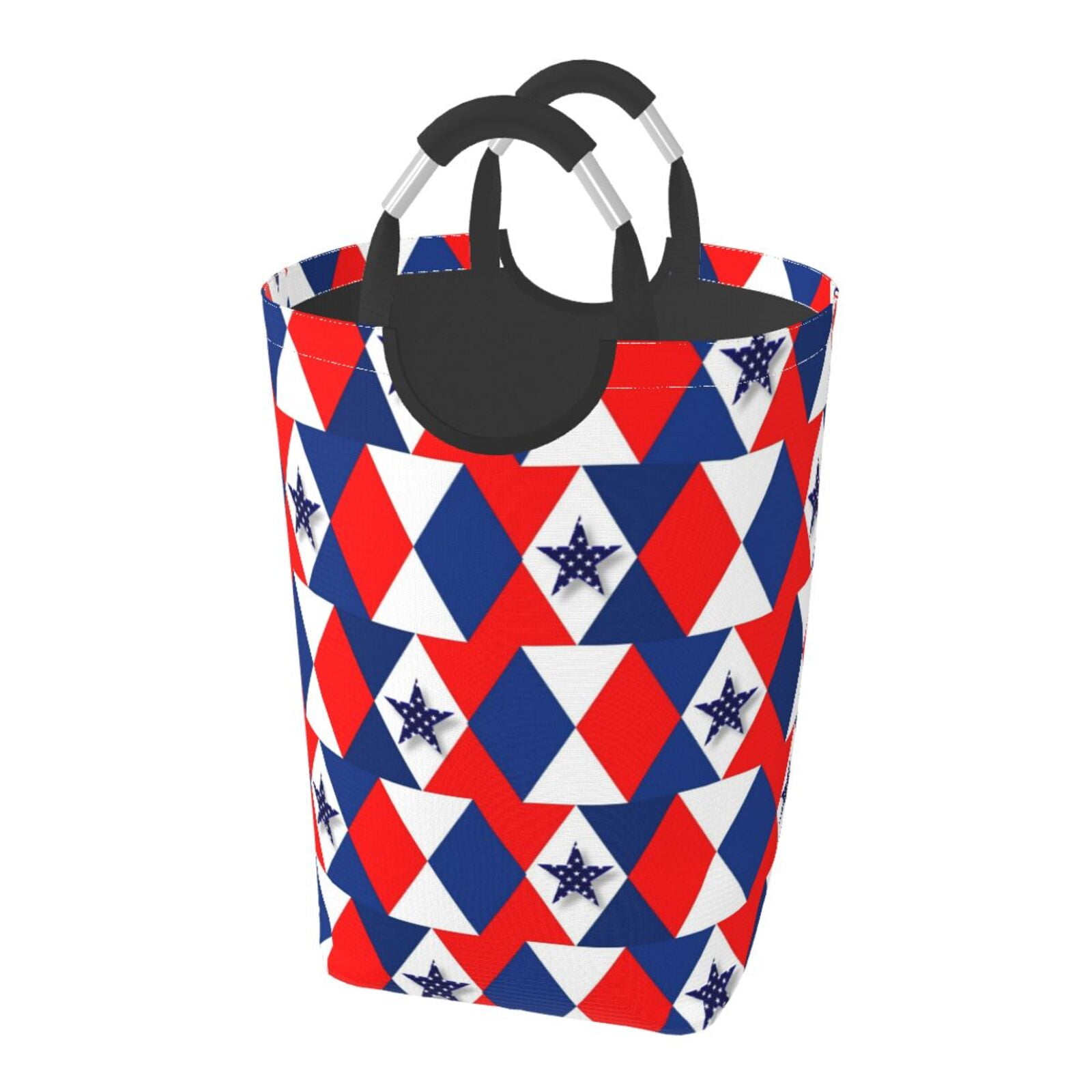 XMXY Patriotic Red White Blue 3d Stars Rectangular Laundry Basket