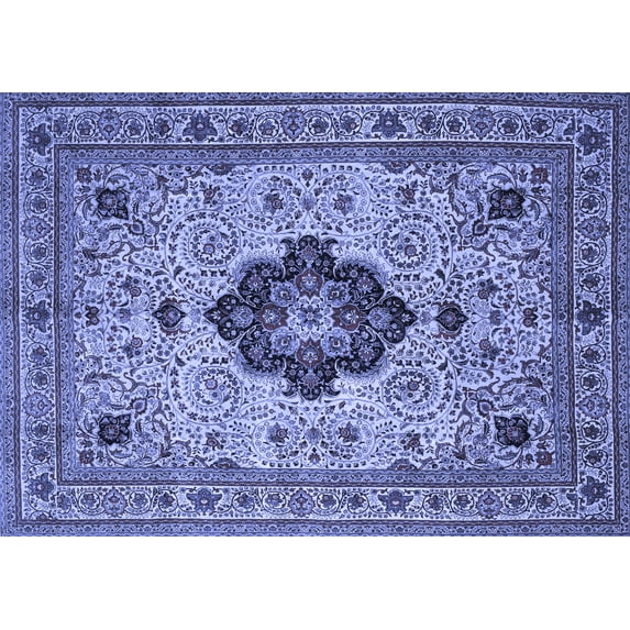 Ahgly Company Indoor Rectangle Medallion Blue Traditional Area Rugs, 5' x 8'