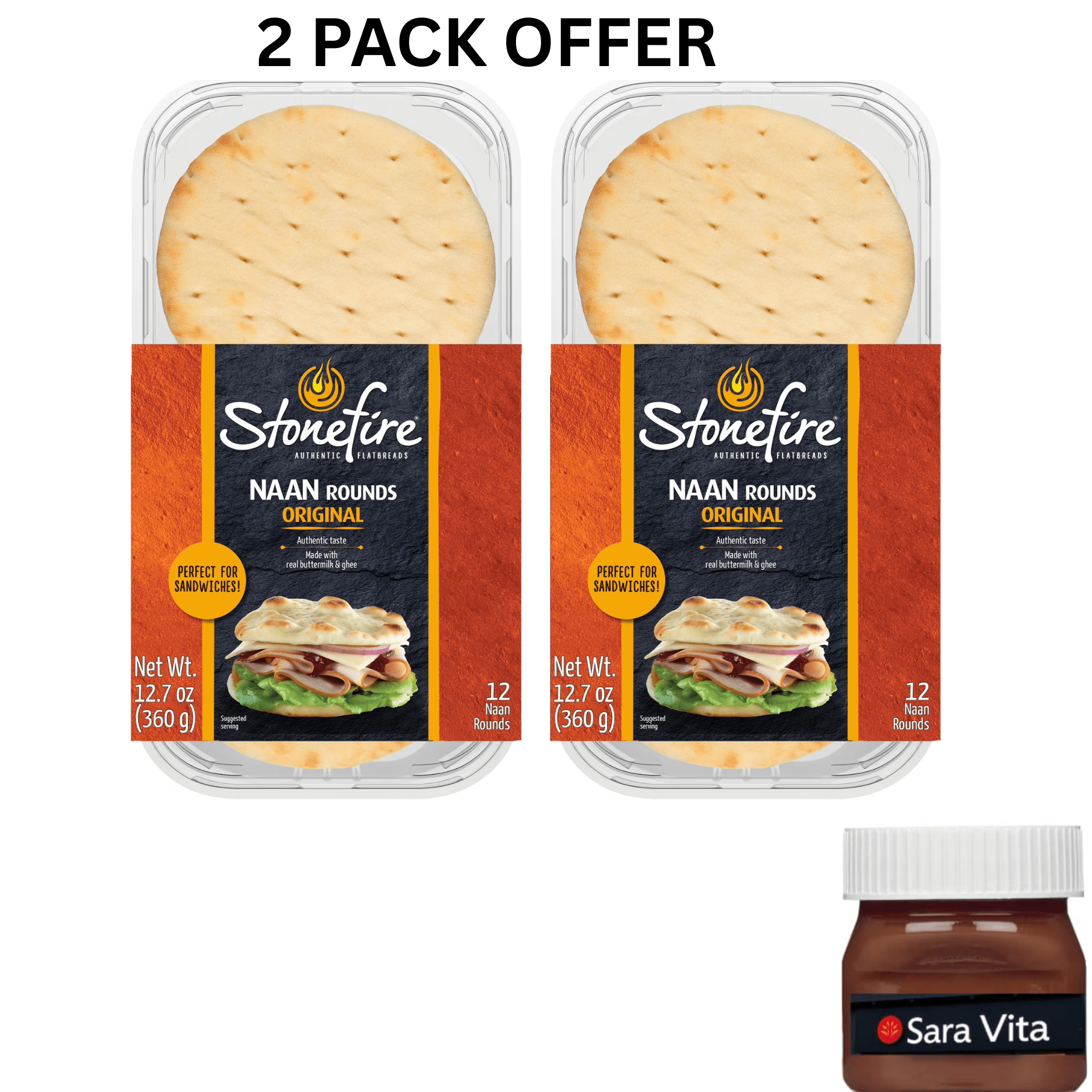 Kronos, Frozen Flat Bread, 8 inch Tandoori Naan Pita, Original