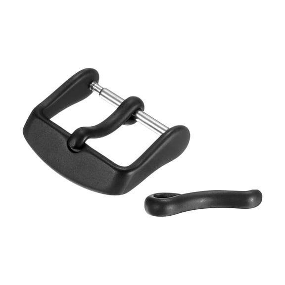 16mm Watch Band Replacement Buckle Stainless Steel Watch Strap Clasp Matte PVD Buckles with 2pcs Tongue, Black