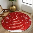 thumbnail image 2 of Round Rugs 6 Ft, Red Christmas Non Slip Area Rugs for Kitchen Bedroom Entryway, Snowflake Xmas Tree Ball Winter Modern Abstract Art Washable Carpet Runner Rug Floor Mats for Bedroom Home Decor, 2 of 9
