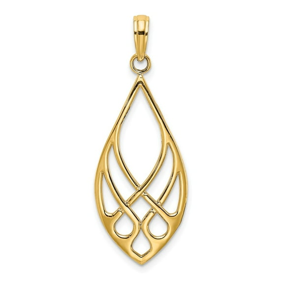 FB Jewels 14K Yellow Gold Celtic Knot Teardrop Pendant Cut Out