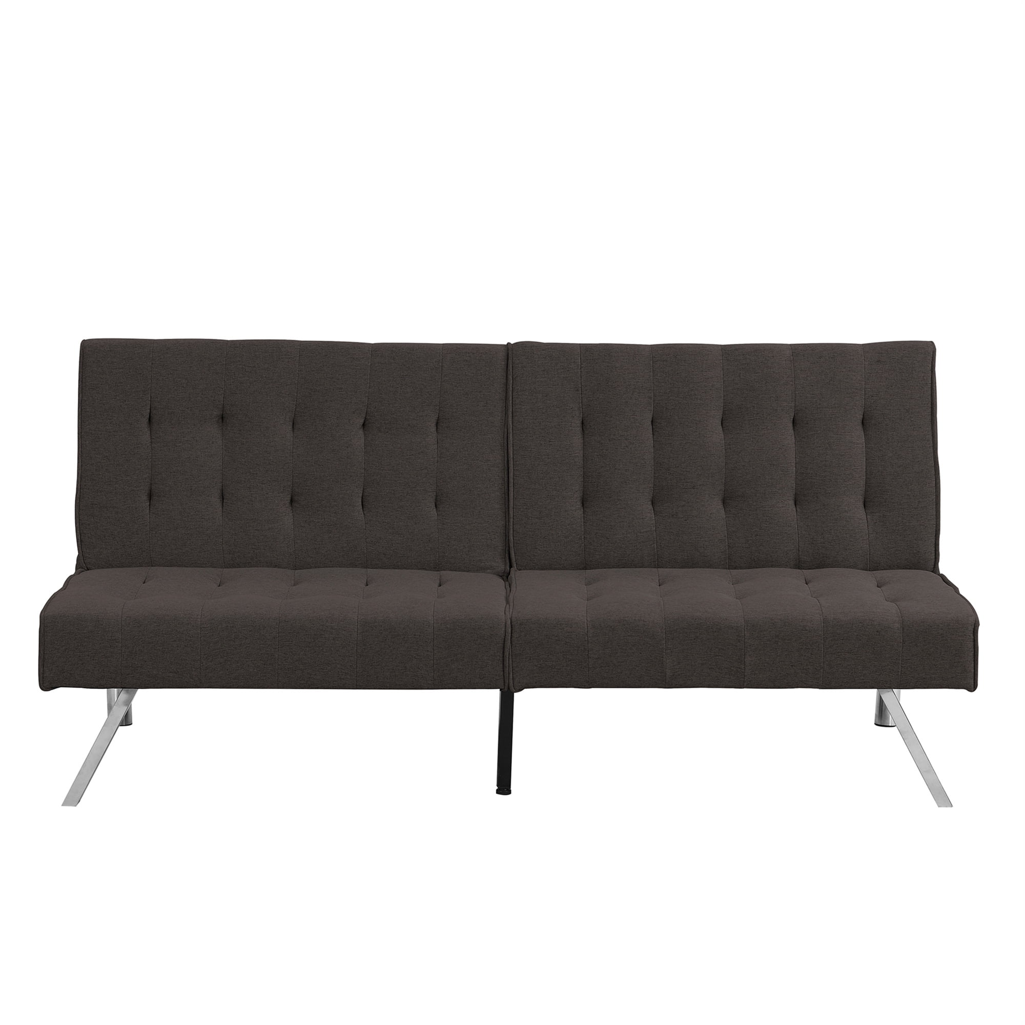 Aukfa 67" Tufted Futon Convertible Sofa Bed Separate Back Chaise Couch for Home Office, Linen, Espresso