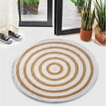 thumbnail image 2 of GRUHUM Round Jute Cotton Area Rugs 6ft Natural Fibre Rug with Rings Handwoven Boho Reversible Farmhouse Braided Rustic Vintage Rug Indoor Kitchen Bedroom Living Room Hallways Enterways 6 feet, White, 2 of 7