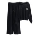thumbnail image 1 of Cathalem Pants Set Women 2 Piece High Waisted Wide Leg Work Pants Suit Set,Black One Size, 1 of 3