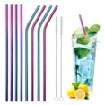 thumbnail image 1 of Juego de 8 Popotes de Acero Inoxidable Reutilizables con Cepillo, 1 of 9