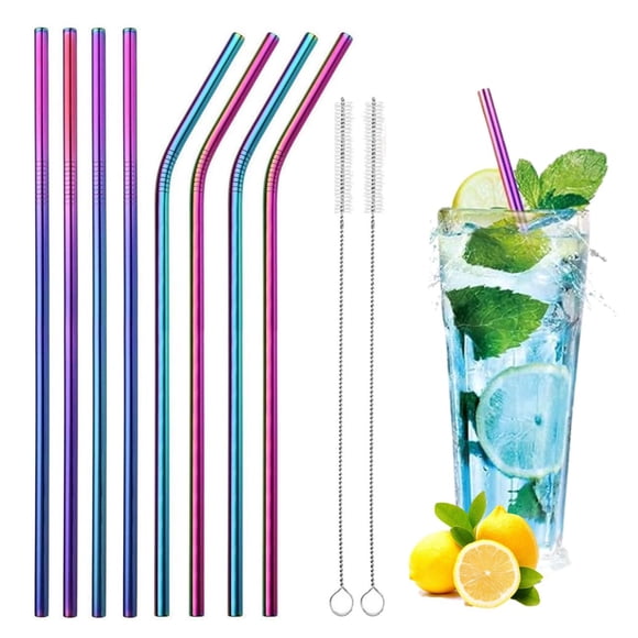 Juego de 8 Popotes de Acero Inoxidable Reutilizables con Cepillo
