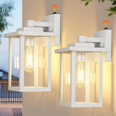WIHTU Outdoor Porch Lights Fixtures Wall Mount, Dusk to Dawn Outdoor Lighting Fixtures for House, Sensor Exterior Wall Lights, Waterproof Sconce Outside Lamp, Anti Rust Wall Lantern for Garage