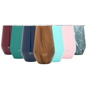 Simple Modern Spirit 16oz Wine Tumbler with Lid - Vacuum Coffee Mug Stemless Cup 18/8 Stainless Steel Pattern: Wood Grain