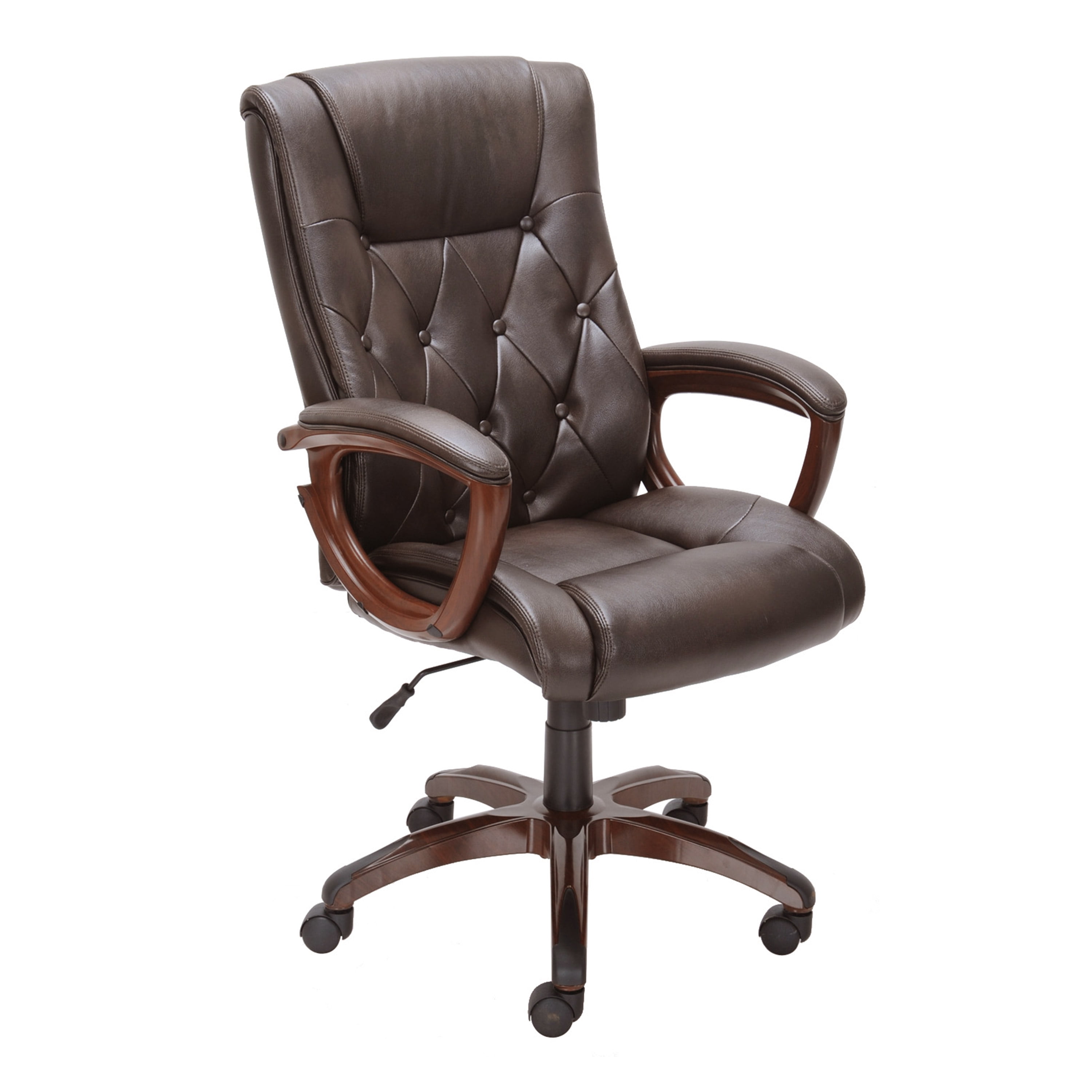 Heavy Duty Leather Office Rolling Computer Chair Brown High Back Executive Desk | eBay