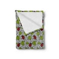 thumbnail image 2 of Ladybugs Soft Flannel Fleece Blanket, Ecological Fresh Leaves and Ladybugs Doodle Style Animals and Plants Pattern, Cozy Plush for Indoor and Outdoor Use, 50" x 70", Green Black Red, by Ambesonne, 2 of 5